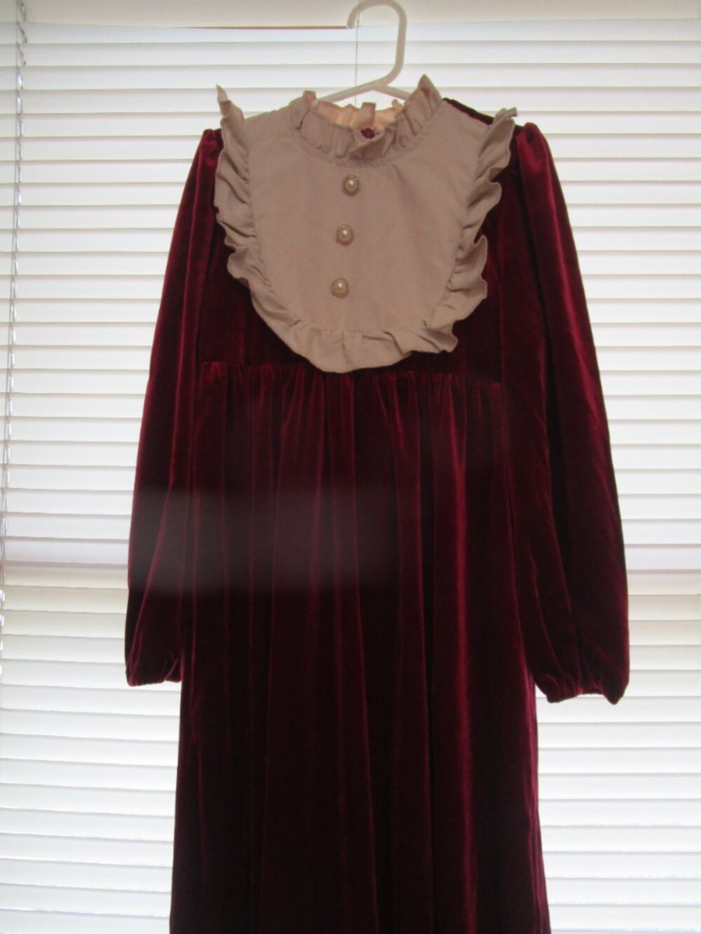 NWT Shein Girls Maroon/red modest velour maxi dress with collar and buttons sz 7